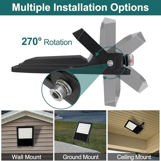kadision LED Flood Light with 4 Selectable Wattage 200W/150W/100W/75W, Dusk-to-Dawn Photocell, 22000lm 5000K 100-277V IP66 Waterproof Trunnion Mount Outdoor Parking Lot Lights, ETL Listed