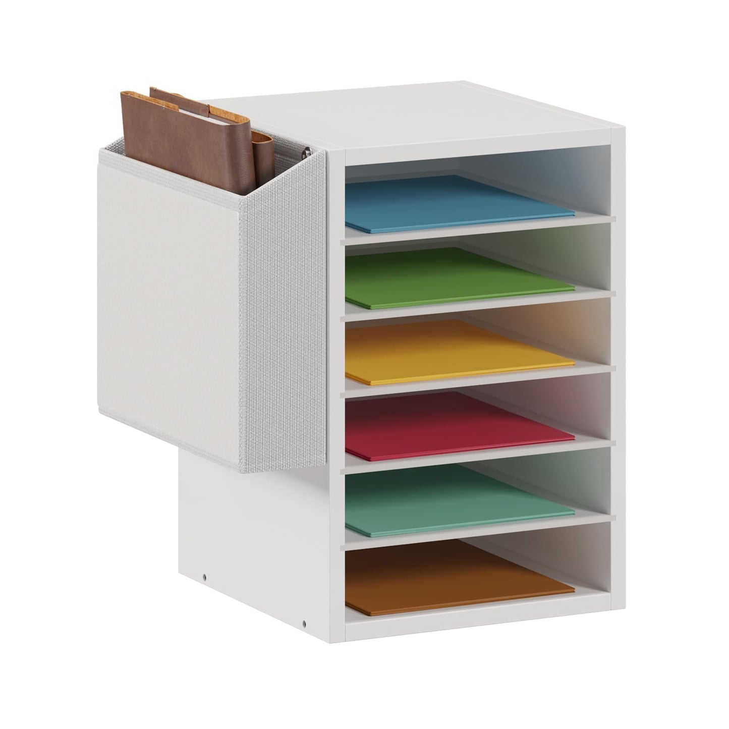 Unionly, 6 Tier Adjustable Countertop Mail Sorter, Mailboxes With Name Slots, Literature Organization Paper Storage Slot, Office Desk File Organizer, Wooden Desktop Mailbox for Classroom, White