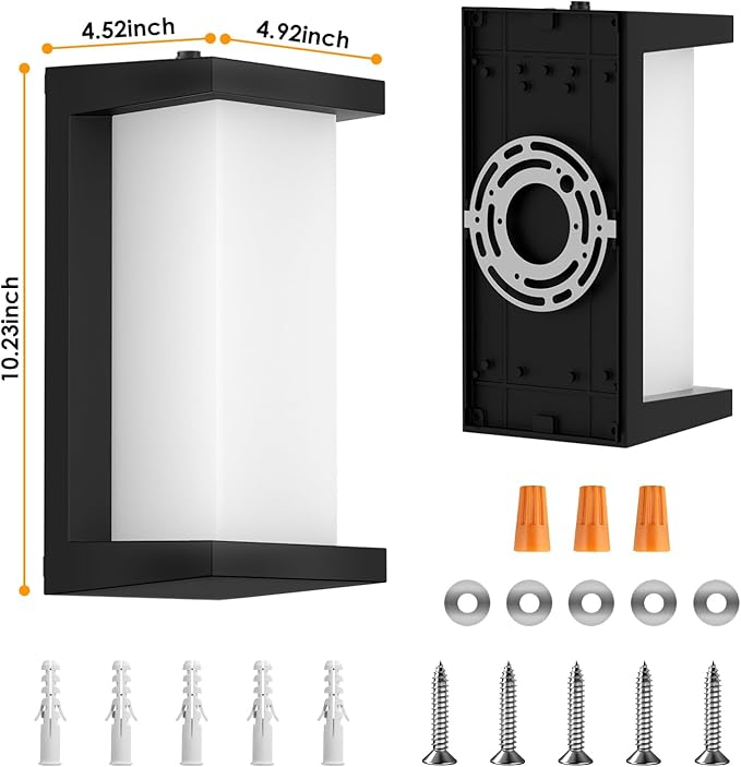 Dusk to Dawn Outdoor Wall Lamp Porch Lights,3 Color Modern Exterior Lighting Fixtures,Outdoor Waterproof for Front Porch Light,LED Wall Mount Sensor Outside Lights for House,Garage,Backyard