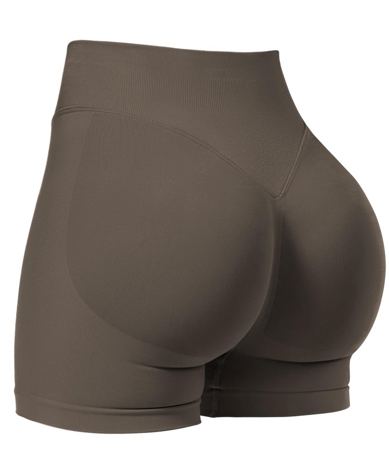 VOYJOY Women Workout Impact Shorts 2.5"/ 3.6"/ 4.5"/ 6" Scrunch Butt Lifting Gym Seamless Booty Biker Shorts Coffee