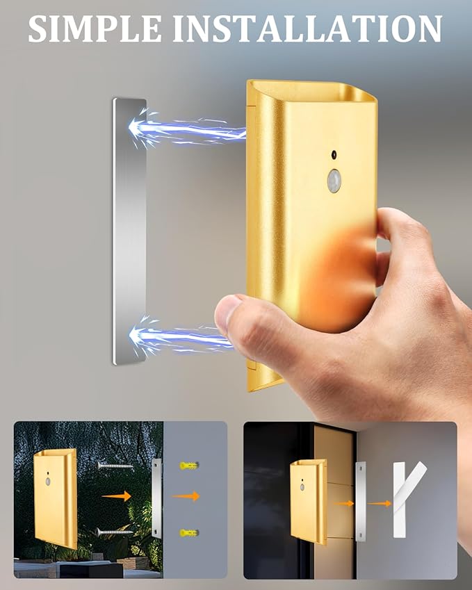 Motion Sensor Wall Lights Gold - Home Decor Light Battery Operated Wall Light Indoor Set of 2 Magnetic Wall Friendly, Decor for Hallway Stairway Dining Room Bedroom Living Room(Gold 2pcs)