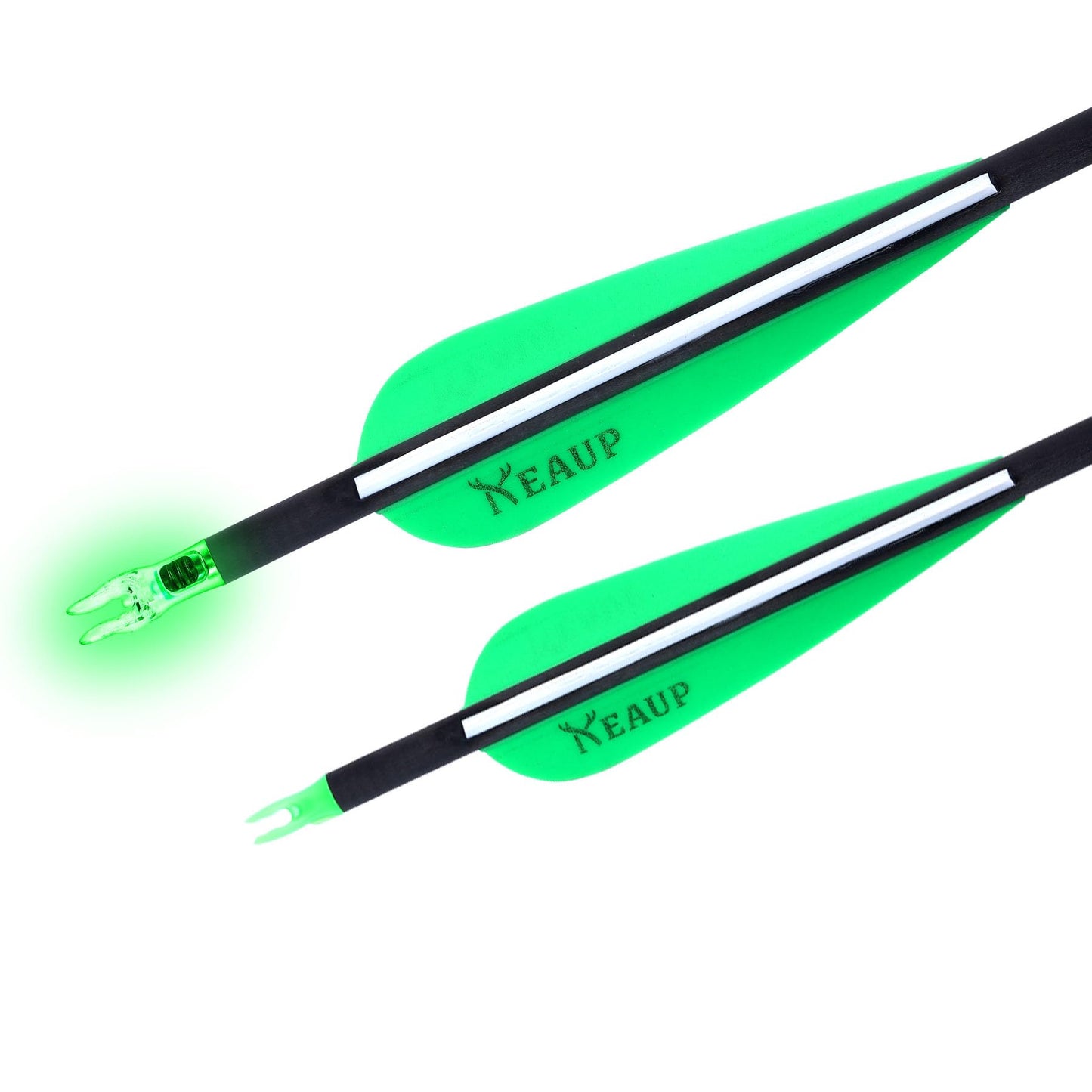 KEAUP 6 Pack 30 Inch Carbon Arrows for Compound Bow with 100 Grain Turkey Broadheads & Lighted Nocks Practice Target Hunting Arrows for Compound Recurve Bow (Spine 400)