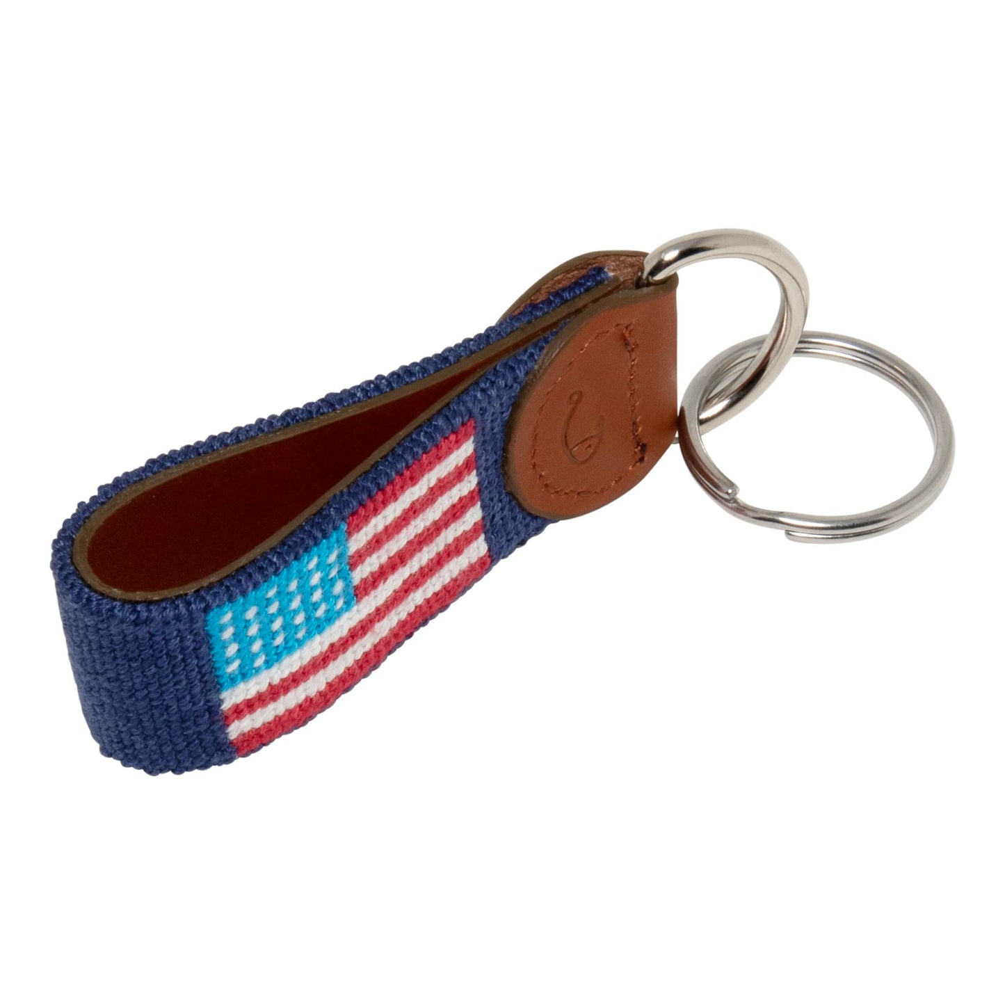 Huck Venture American Flag Needlepoint Key Fob & Keychain (American Flag)