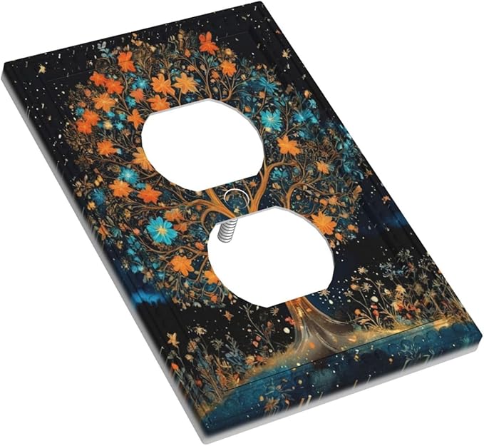 Magical Life Tree in Night Sky Light Switch Cover 1 Gang Outlet Plate Single Duplex Wall Plate Covers Decorative Switchplate Covers Electrical Faceplate for Home Living Decor
