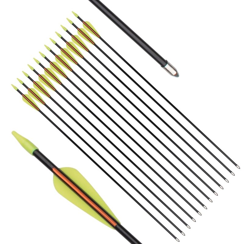 Archery Practice Fiberglass Arrows 28 Inch Target Shooting Safetyglass Recurve Bows Suitable for Youth Woman Beginner 6PCS