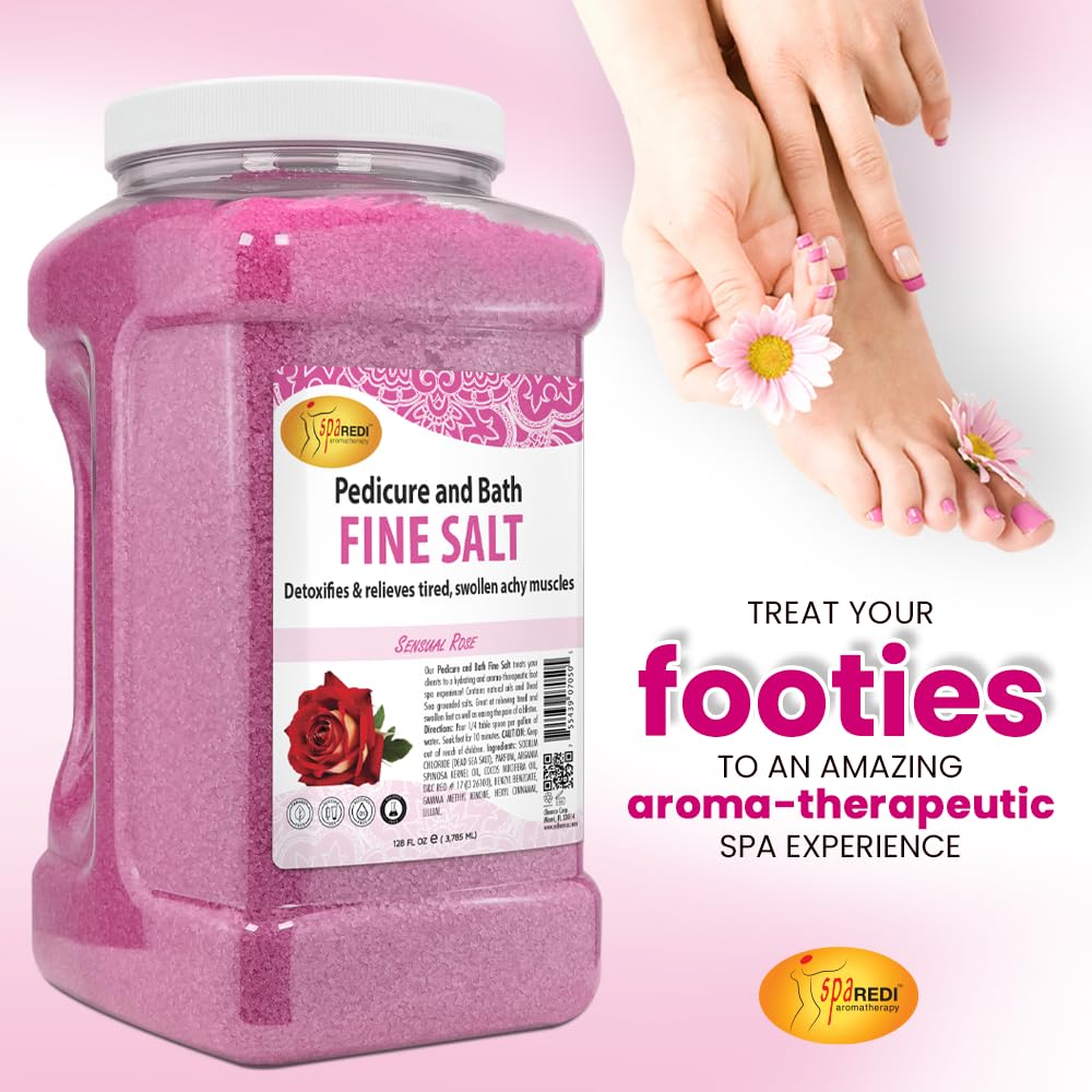 SPA REDI - Detox Foot Soak Pedicure and Bath Fine Salt, Lavender and Wildflower, 128 Oz - Made with Dead Sea Salts, Argan Oil, Coconut Oil, and Essential Oil, Hydrates, Softens and Moisturizes
