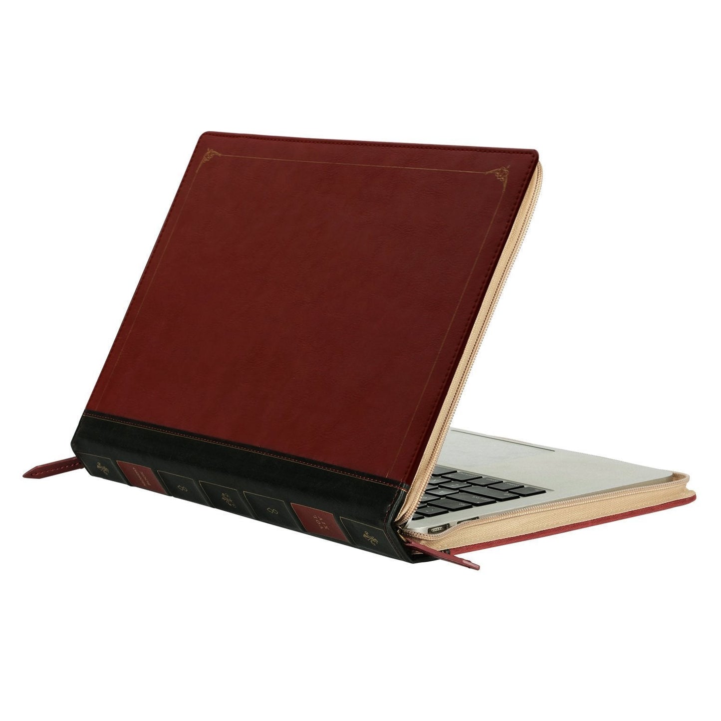 MOSISO Laptop Sleeve Case Compatible with MacBook Air 13 inch M4 A3240 M3 A3113 M2 A2681 M1 A2337 A2179 A1932 2025-2018/Pro 13 inch M2 M1 2025-2016, PU Leather Vintage Portfolio Cover, Wine Red