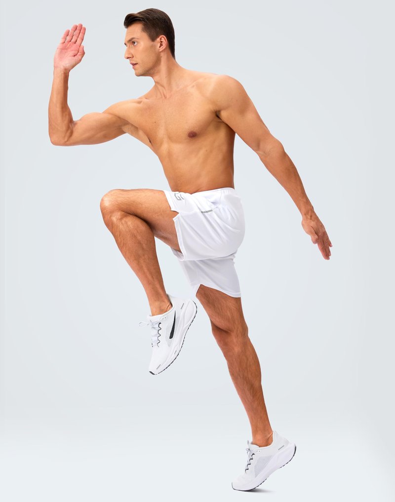 G Gradual Men's Gym Shorts 5"/7"/10" with Zipper Pockets Basketball Athletic Mesh Quick Dry Shorts for Workout Running Tennis (5 inch, White, XX-Large)