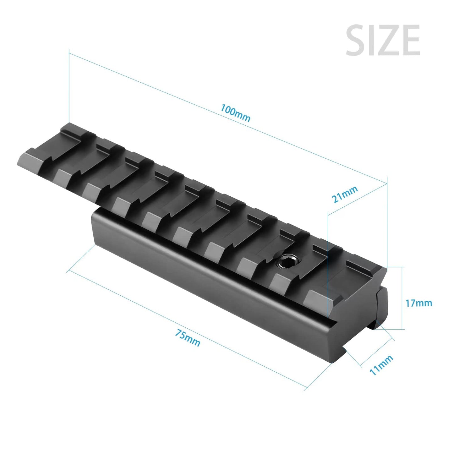 Bontok Dovetail to Picatinny Rail Adapter, 11mm Dovetail to 21mm Upgraded Build-in Locking Screws Picatinny Rail Low Profile Scope Mount Converter Base 3/8" to 7/8" Converter-9 Slots-Black-(2 Pack)