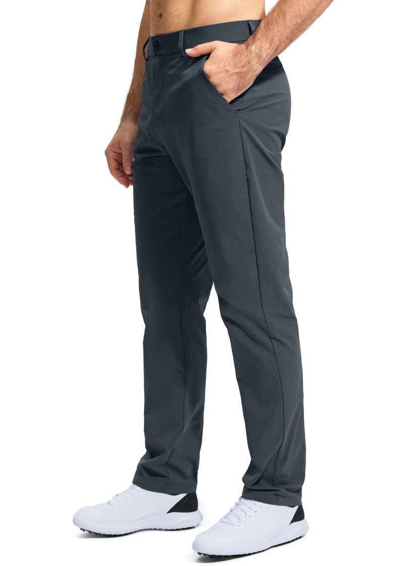 Pudolla Golf Pants for Men Stretch Dress Pants Mens Work Pants 32 Lightweight Quick Dry Casual Slacks Trousers with Pockets(Iron Grey 32Wx32L)