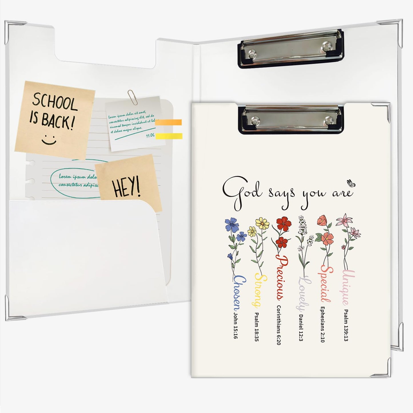 Lacama Christian Gifts for Women，Inspirational Clipboard for Women, God Says You are Folders with Metal Clip for Teachers Students, Christian School Office Supplies, 12.4x9.25 in