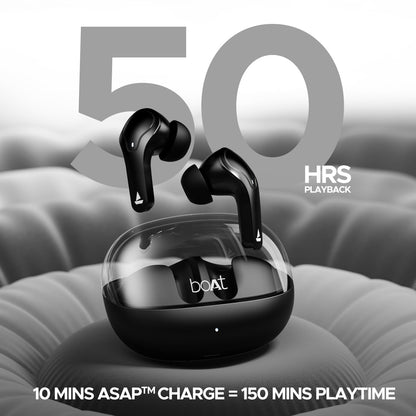 boAt Airdopes 311 Pro Truly Wireless in Ear Earbuds, Up to 50 Hrs Playtime, Dual Mics, Low-Latency Mode, ASAP Charging, IPX4, IWP Tech, BT v5.3 (Active Black)