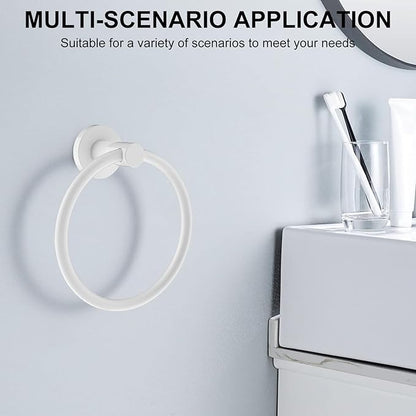 SetSail Towel Holder for Bathroom Wall Screw-in White Towel Ring Stainless
