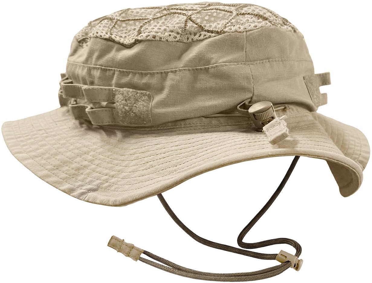 CQR Men's Tactical Boonie Hat, Breathable Packable Sun Hat for Hunting, Hiking, Fishing, Shooting, and Outdoor Activities, Sentinel Alamo Khaki, Small-Medium