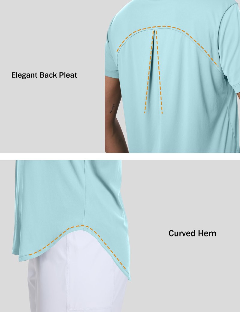 CHALLMOTI Women's Short Sleeve Workout Tops Athletic Shirts Sun Protection Shirts Quick Dry for Gym Tennis Running UPF 50+ Cyan L