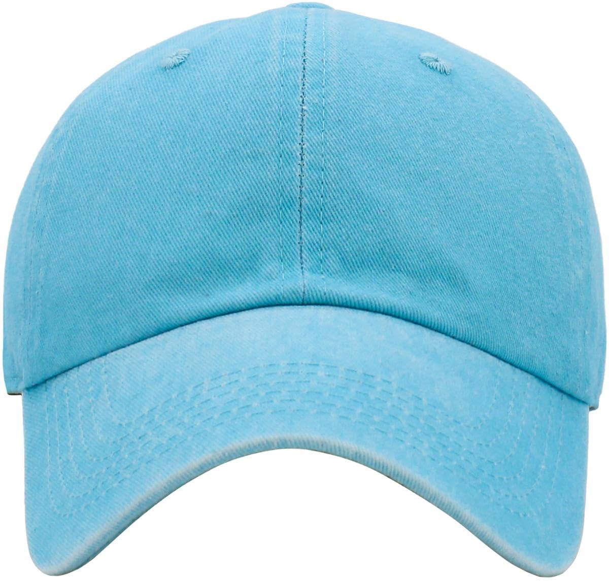 KB-PG-Low Washed Baby Blue Original Classic Low Profile Cotton Hat Men Women Baseball Cap Dad Hat Adjustable Unconstructed Plain Cap