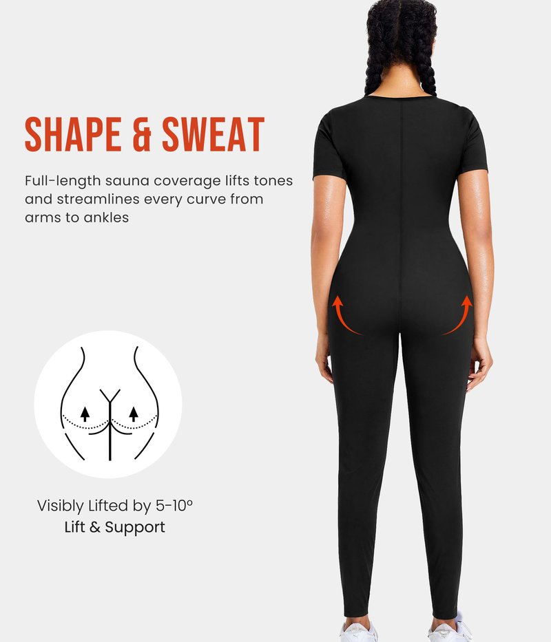 Junlan Sauna Suit Women - Waist Trainer for Women Belly Fat Sauna Shirt for Working Out(Black, 2X-Large)