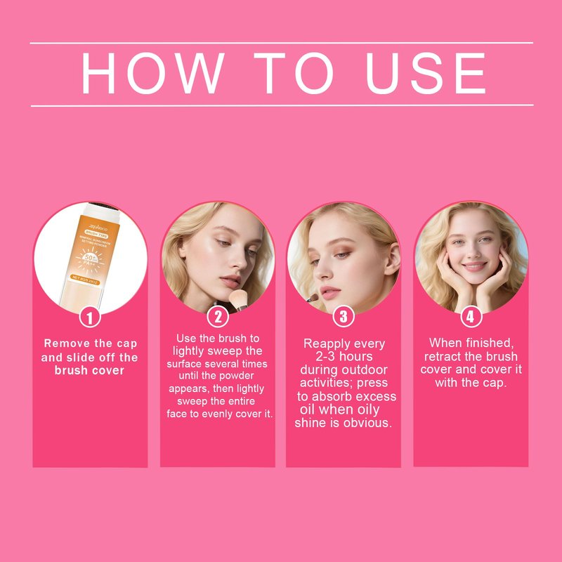 Lyjinbc Mineral Sunscreen Setting Powder, SPF 50 Transparent Brush Powder, Long-Lasting,Lightweight Breathable, Oil Control Natural Matte, Suitable for Face, Scalp & Hair