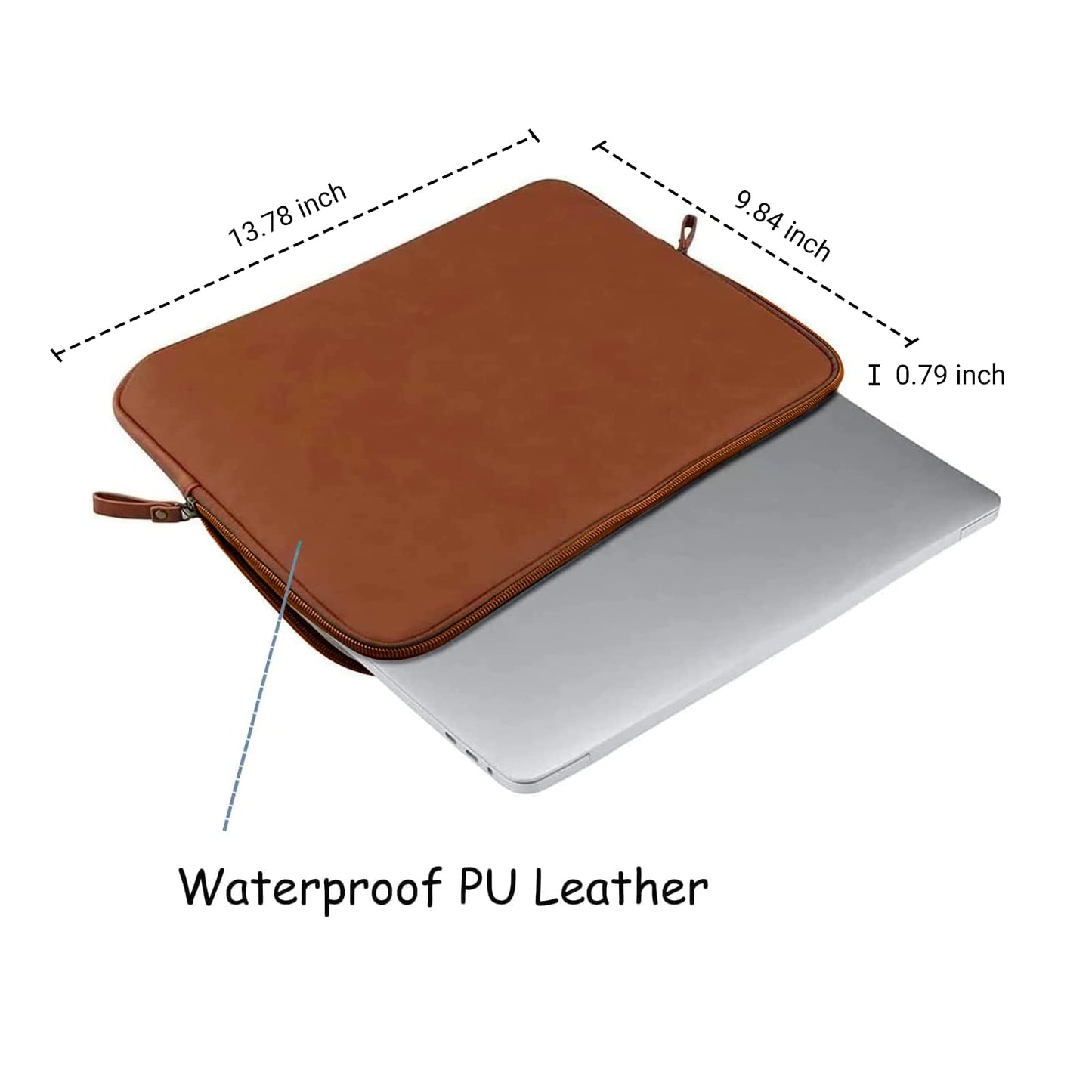 MOSISO Laptop Sleeve Bag 13.3 inch Compatible with MacBook Air/Pro, 13-13.3 inch Notebook, Compatible with MacBook Pro 14 2026-2021 M5 M4 M3 M2 M1, PU Leather Padded Bag Waterproof Case, Brown