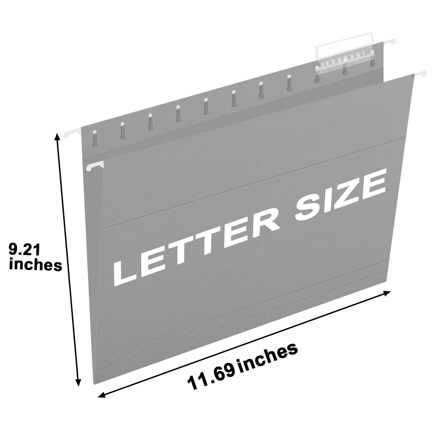 HERKKA Hanging File Folders, 60 Pack Reinforced Letter Size Hanging Folders, Designed for Bulky Files, Filing Cabinet, 1/5-Cut Adjustable Tabs (Gray)