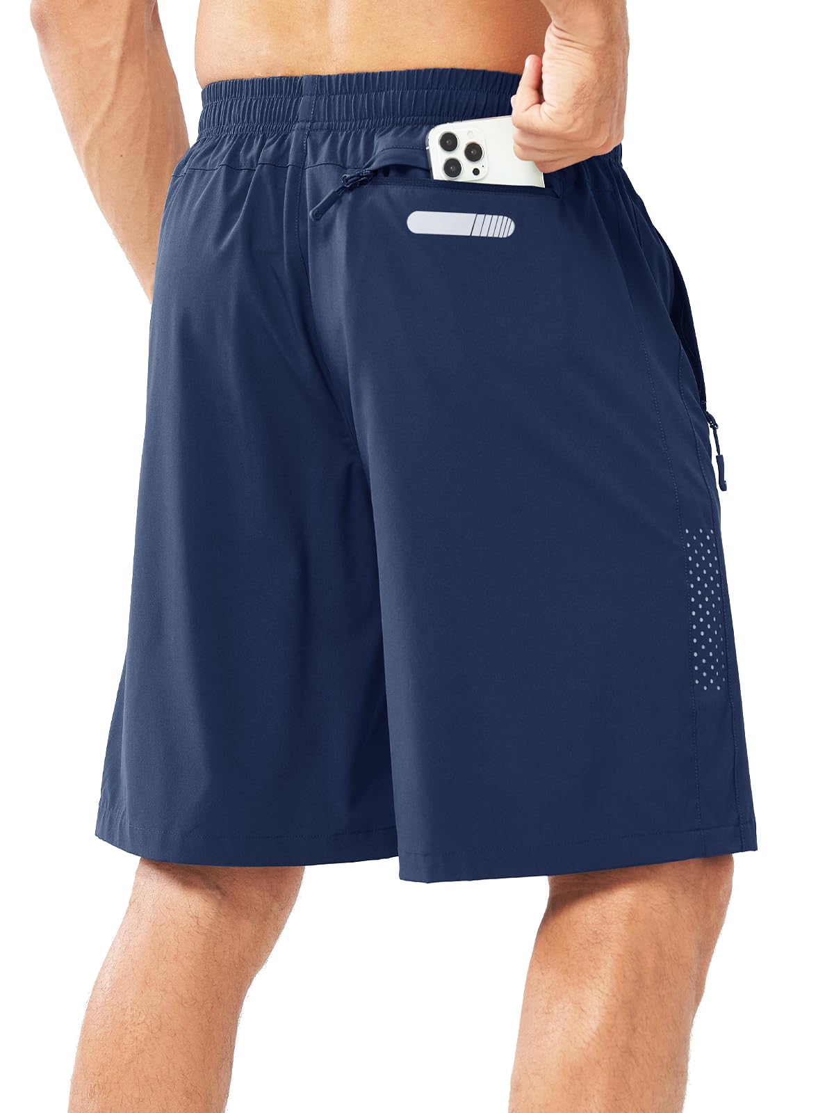 NORTHYARD Men's Athletic Running Shorts Gym Workout 7"/9"/5" Quick Dry Lightweight Sports Basketball Tennis 3 Zipper Pockets DARKBLUE-9inch M