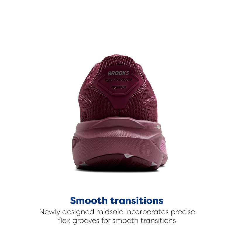 Brooks Women’s Ghost 17 Neutral Running Shoe - Burgundy/Pink/Green - 5 Medium