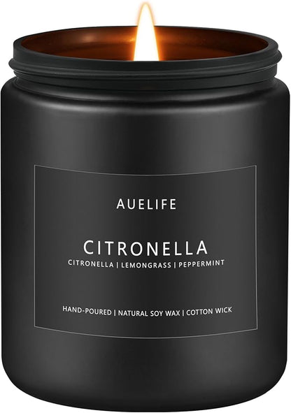Citronella Candle | Outdoor Candles, Citronella Scented Candles for Indoor Outdoor Use, Lemongrass Scent for Yard Patio, Summer Candle Gifts for Camping Picnic Room - 7oz, Soy Wax, 50H Burn Time