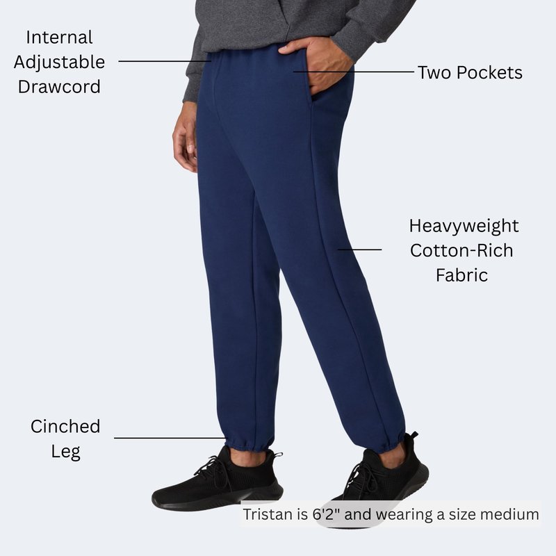 Hanes Men's Ultimate Cotton Pant, Navy, Large