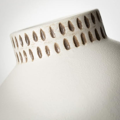Sullivans Textured 8" Tall Round Vase, Modern Home Decor, White Flower Vase, Vases for Real or Fake Flowers, Living Room, Bedroom, and Office Decor, Decorative Ceramic Vases for Room Decor, (CM3124)