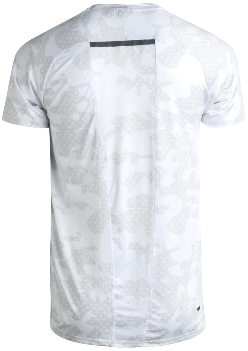 Spyder Mens Active Shirt - Crewneck Dry Fit Mens Workout Shirts Short Sleeve Camo Fitted Athletic Gym Shirts for Men, Size Medium, Elevated White