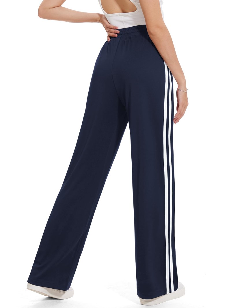 Tapata Women's 32" Inseam Long Track Pants Loose Straight Leg Jogging Sweatpants Warm-Up Sports Athletic Running, Navy Blue, M