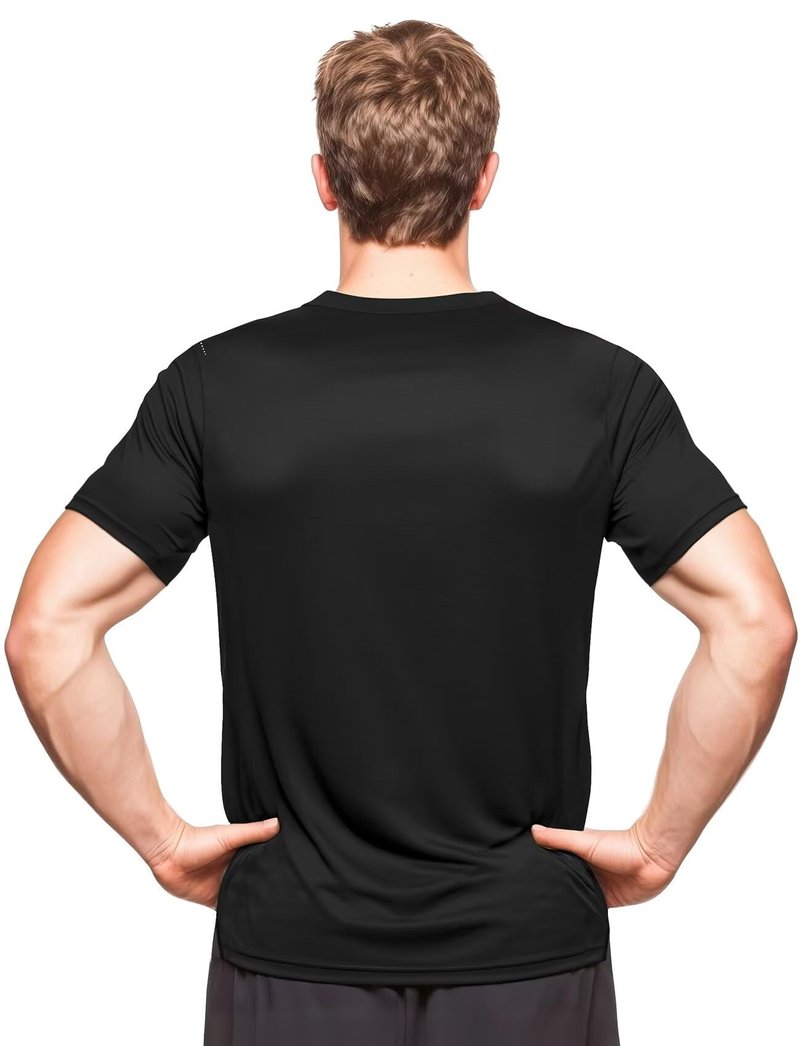Mens Workout Shirts Quick Dry Short Sleeve Athletic Tee Moisture Wicking Top for Running Gym Fitness Training(Black,X-Large)