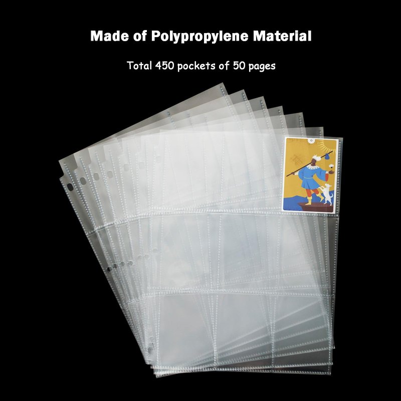Seashell 50 Pack 900 Pockets Trading Card Binder Sleeves, 9-Pocket Double-Sided Sheets for 3 Ring Binder, Clear Page Protectors for Football, Baseball, Business Cards