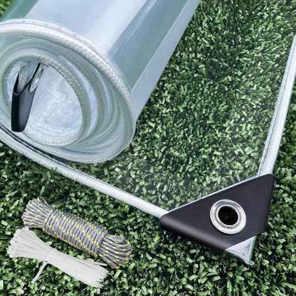 Dulepax Clear Tarp Heavy Duty with Grommets 8x10 FT Waterproof PVC Tarpaulin 14 Mil for Patio Enclosure, Greenhouse Cover, Porch Roof