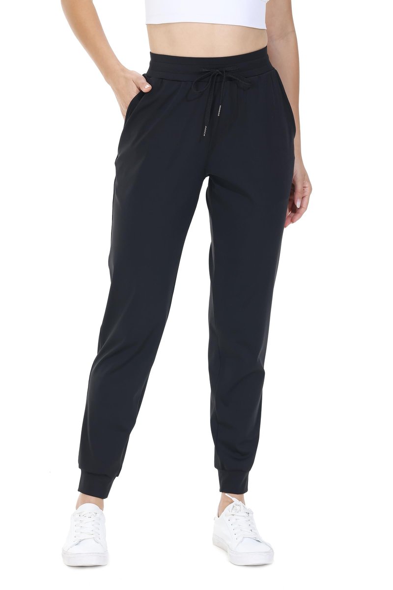 Athletic Joggers for Women with pockets Workout Running Track Pants Work Golf Gym Active Sport Sweatpants Tall Cropped Lightweight Lounge Casual Travel Jogger Outfits Trendy Clothes 29" Black L