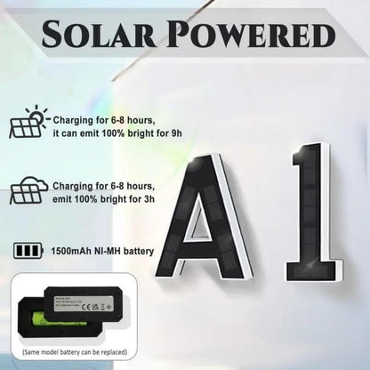 KUZEOLON 9 Inch Solar-Powered Outdoor House Number Light, No Wiring, Light Up House Numbers for Outside with Solar Panel, Waterproof LED Address Numbers for Home (1-9) (number1)
