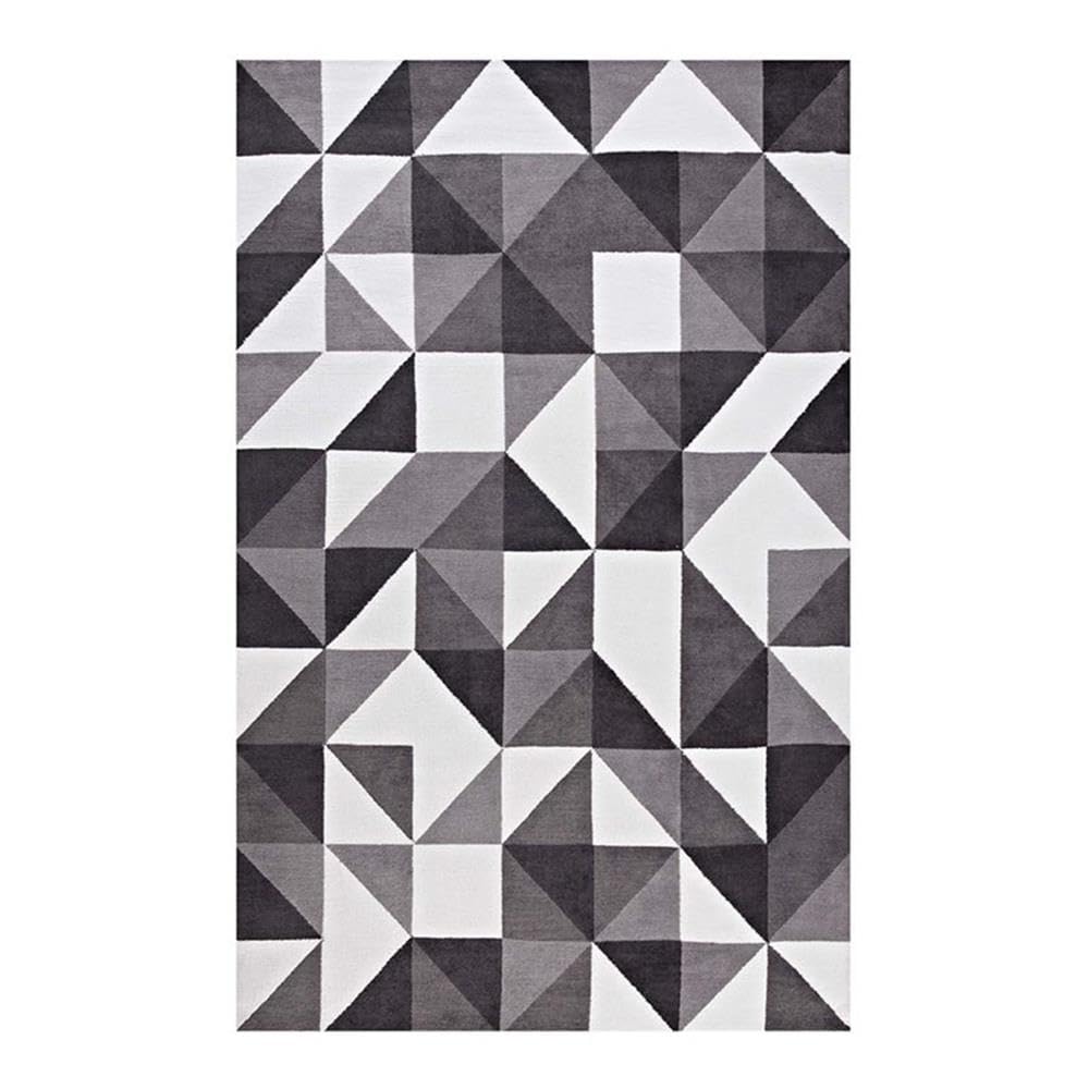 Modway Kahula Geometric Triangle Mosaic 8x10 Area Rug In Black, Gray and White