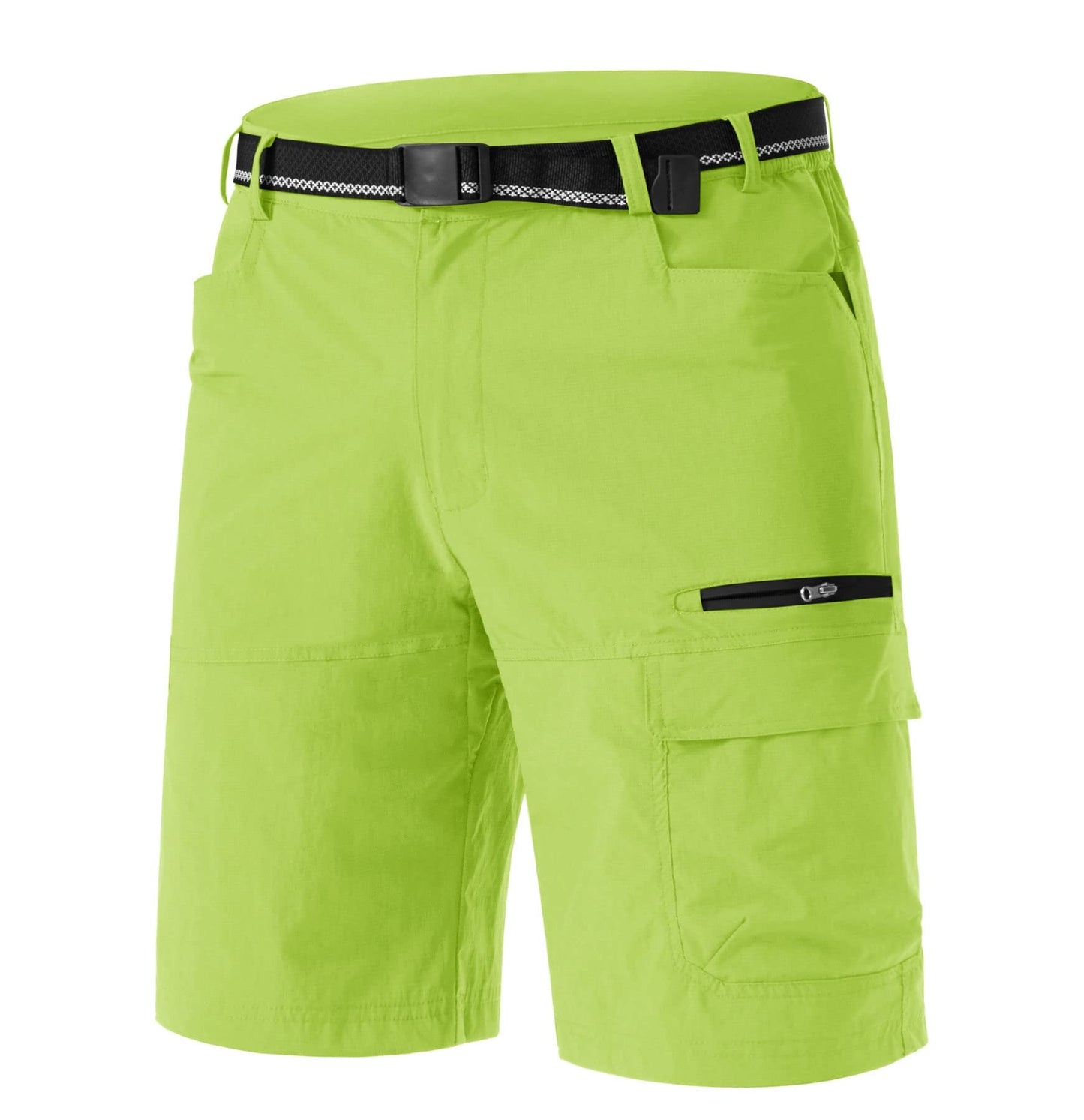TACVASEN Men's Casual Shorts Lightweight Quick Dry Cargo Hiking Tactical Shorts Outdoor Summer with Zipper Pockets Yellow Green 34