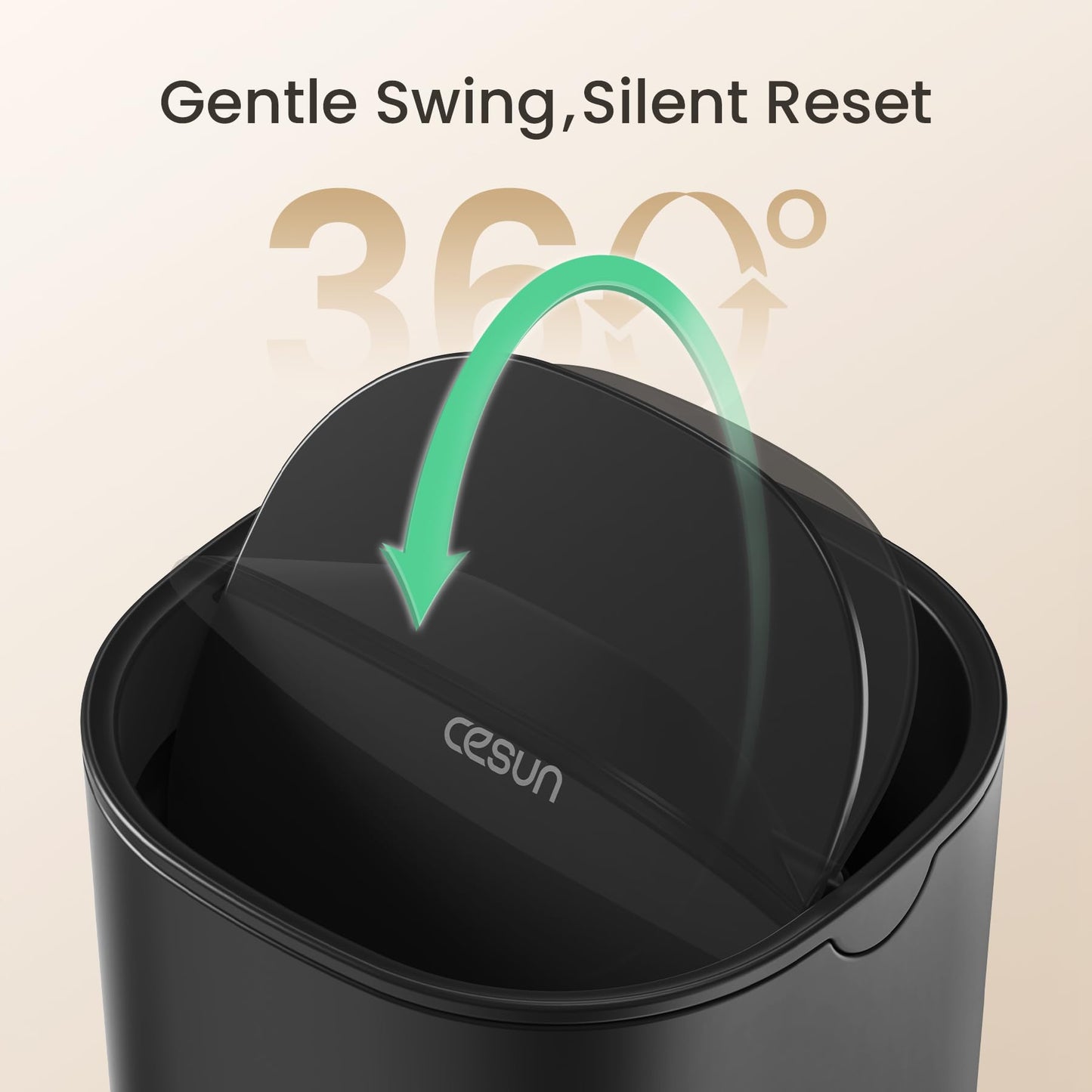 Cesun Mini Desktop Trash Can with Swing Lid, 0.4 Gallon Small Desk Trash Can, Countertop Wastebasket, Modern Tiny Tabletop Bin for Home Office, Makeup Area, or Car Interior (Black)