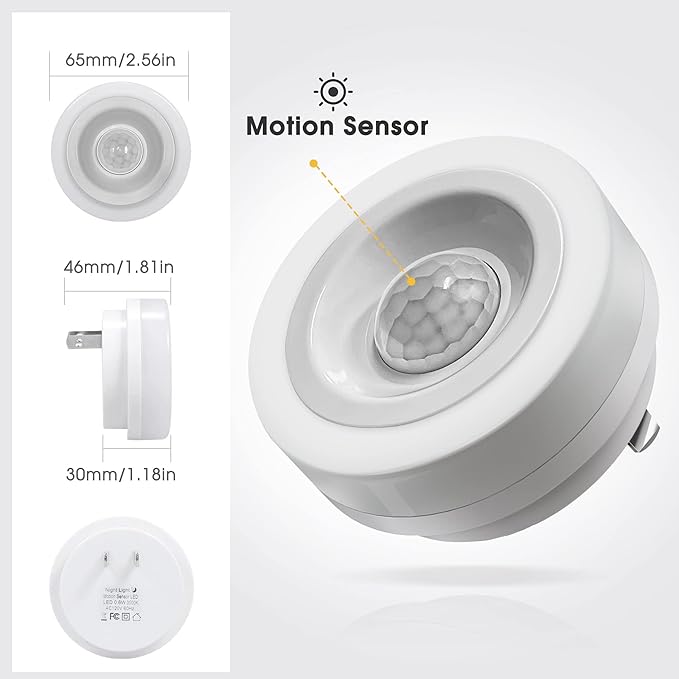 Briignite Motion Sensor Night Light, [4 Pack], Night Lights Plug into Wall, Auto On/Off Motion Activation Nightlight, Energy-Saving 0.6W LED, Warm White, Ideal for Kids, Bedroom, Bathroom