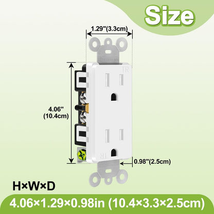 Outlet Plug,Greencycle 110V Plug Replacement,20PK 15Amp Tamper Resistant,5-15R,3 Wire Square Outlet Wall Plug,Residential Commercial Grade,Ultra-Slim,Heavy Duty,Self-Grounding,UL/Cul