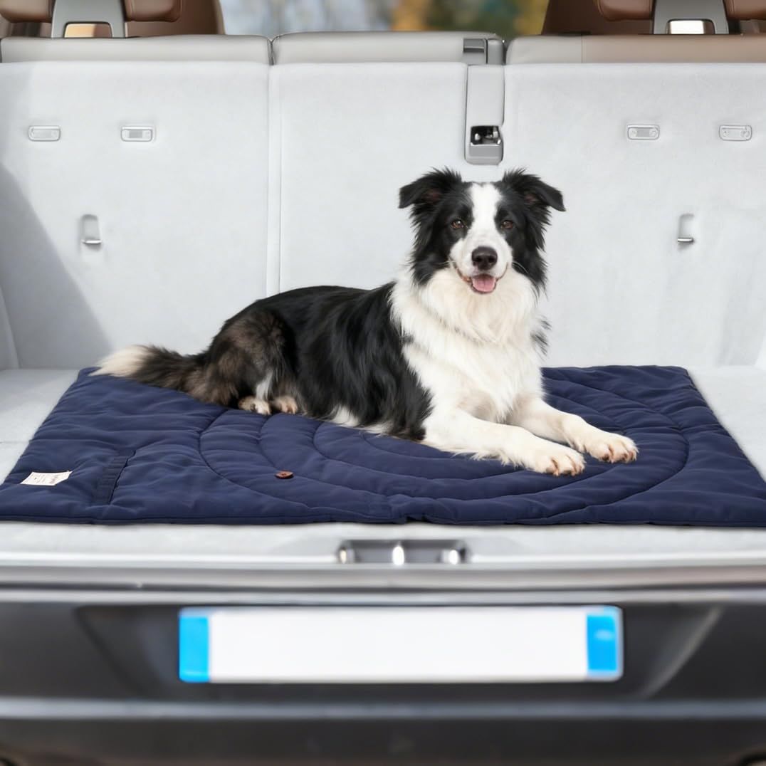 Travel Dog Bed | Camping Dog Bed | 37.4"x25.6" Waterproof Outdoor Dog Mat | Portable Place Mat for Dogs with Handle | Machine Washable | Easy Clean for Outdoor Adventures (Brown, Medium)