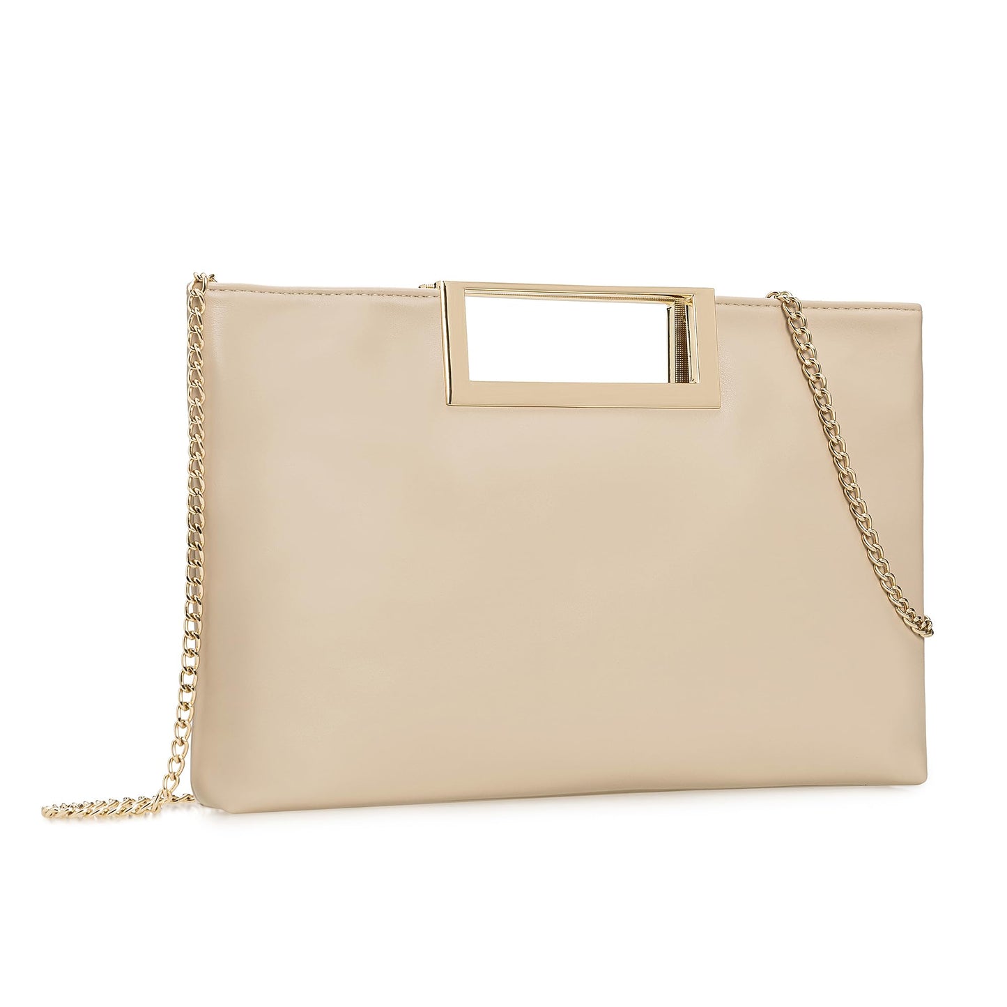 CHARMING TAILOR Fashion PU Leather Handbag Stylish Women Convertible Clutch Purse (Beige)