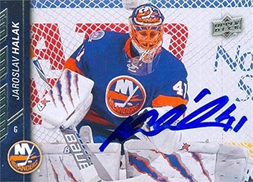 Sports Memorabilia Autograph Warehouse 291656 2015 Upper Deck Jaroslav Halak Autographed No.118 Hockey Card - New York Islanders SC Slovakia