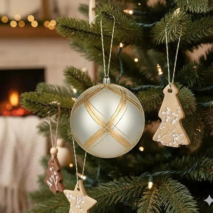 4.7" Large Plastic Christmas Balls Ornaments Set of 4, Glitter Shatterproof Christmas Bulbs Ornaments for Xmas Tree Decorations, Gold and Silver Ornament for Tree, Mantel, Winter, Holiday Party Decor