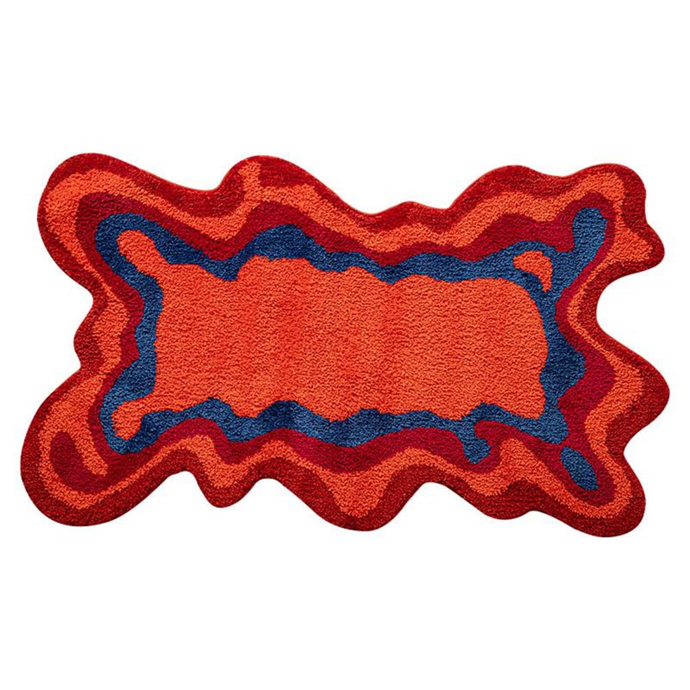 LIKETN Modern Irregular Shaped Bath Rugs for Bathroom,Soft Non-Slip Absorbent Shower Floor Mats Funny Aesthetic Decor Throw Carpet Illusion Wave Pattern Area Rug for Bedroom,Living Room 28" x 47"