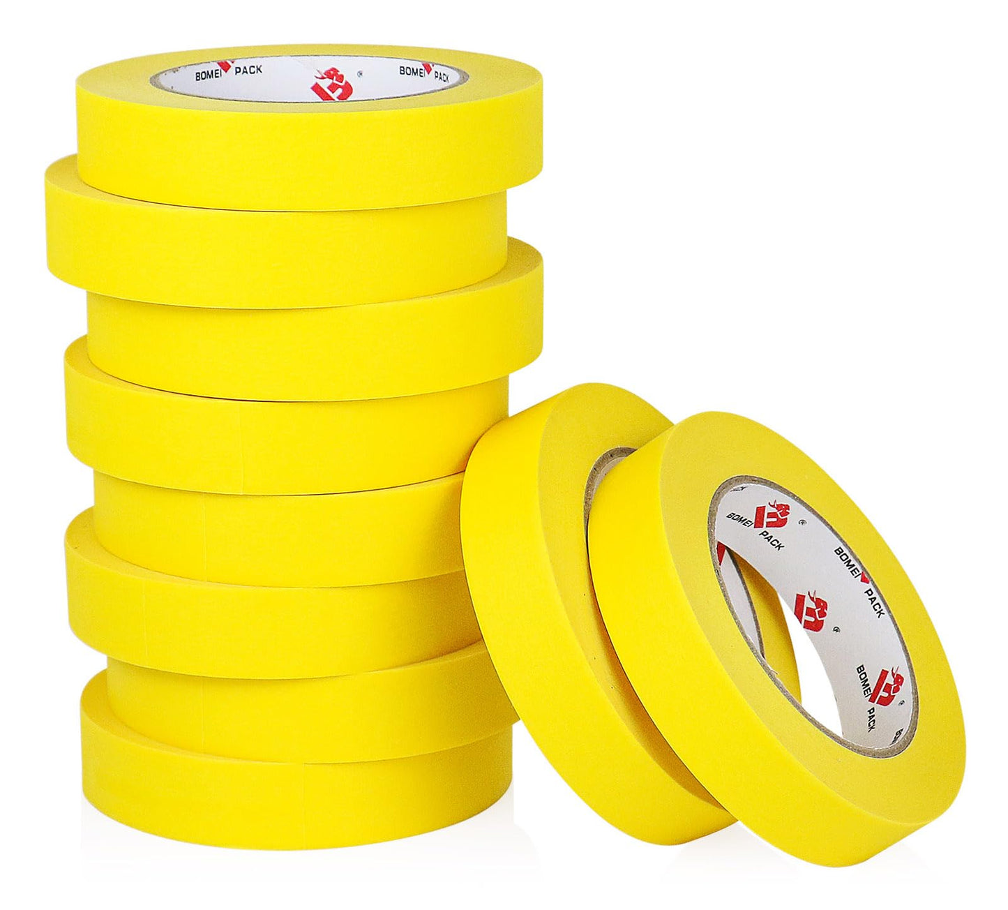 BOMEI PACK Yellow Painters Tape 1 Inch Bulk - Paint Tape 10 Rolls x 1 Inch x 55 Yards - Painter's Tape Yellow Masking Tape for Walls Painting, DIY Crafting, and School Projects, Total 550 Yards