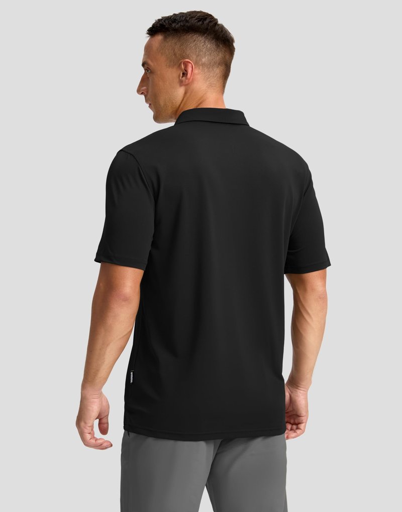 Men's Golf Shirts Dry Fit Moisture Wicking Performance Short Sleeve Collared Polo Shirts for Casual Tennis Bussiness (Black, XL)