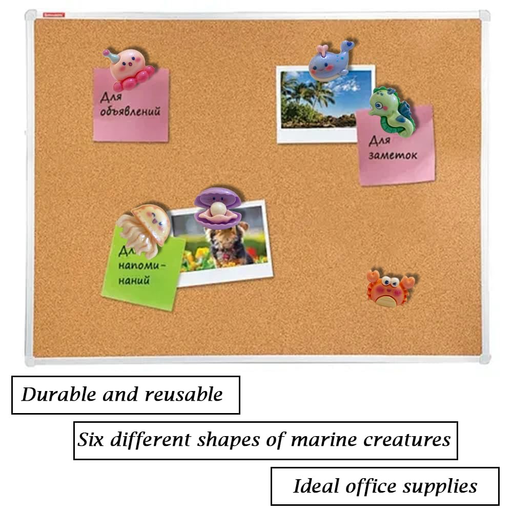 30 Pcs Cute Ocean Push Pins for Cork Board Cute Animal Thumbtack for Photos Wall Maps Bulletin Board (Set A)
