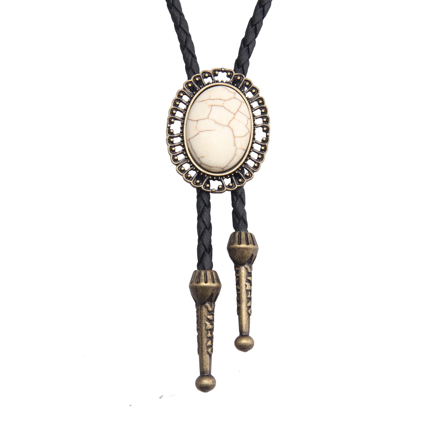 GelConnie Bolo Tie for Men Western Tie Gold Cowboy Tie White Turquoise Necktie Necklace American Indian Bolo Tie for Women
